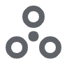 Icono de tres círculos grises en forma triangular sobre fondo transparente