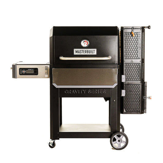 Parrilla y ahumador de carbón digital Masterbuilt, ideal para asados y bbq en exteriores.