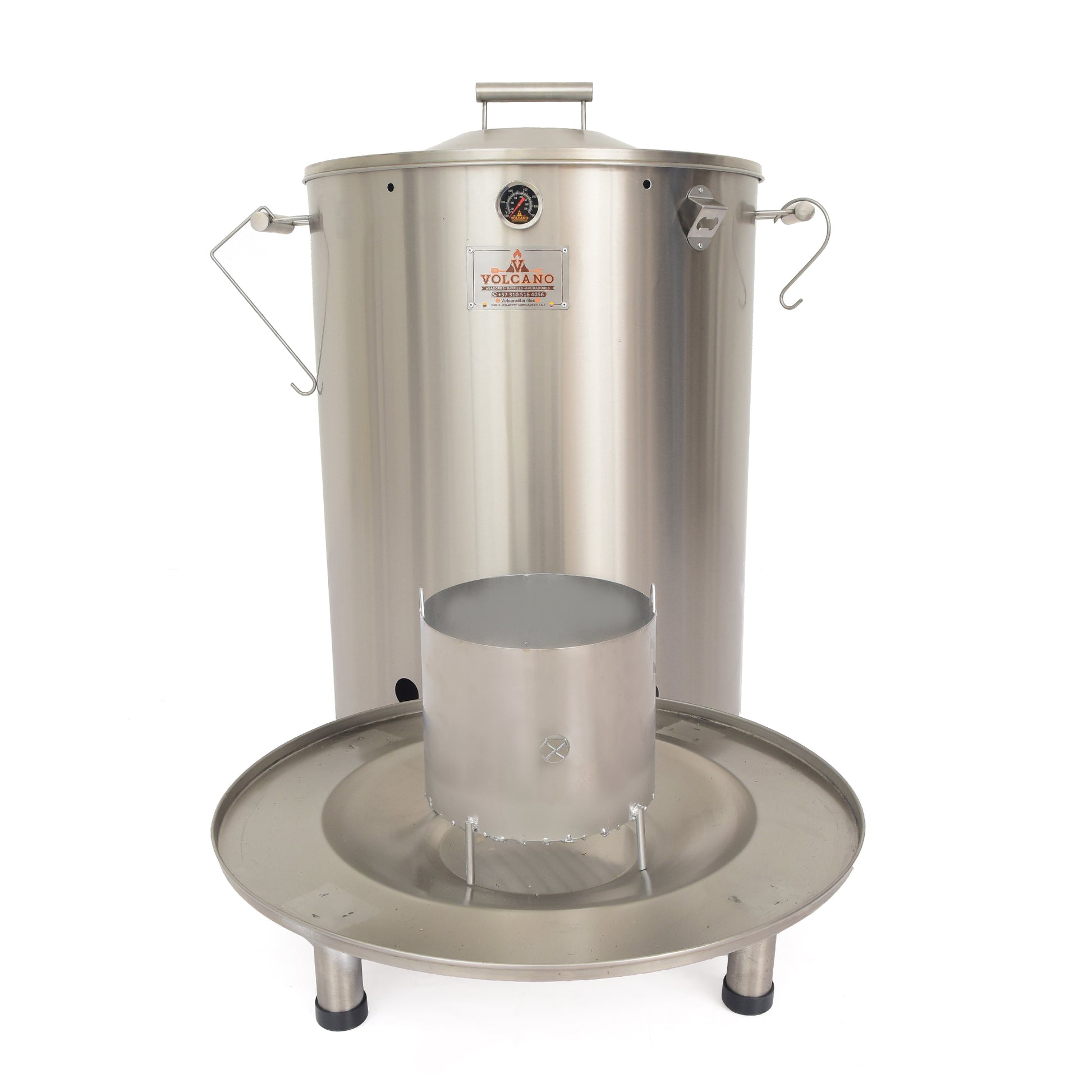Barril asador grande de acero inoxidable ideal para asados, ahumados y parrilla en exterior