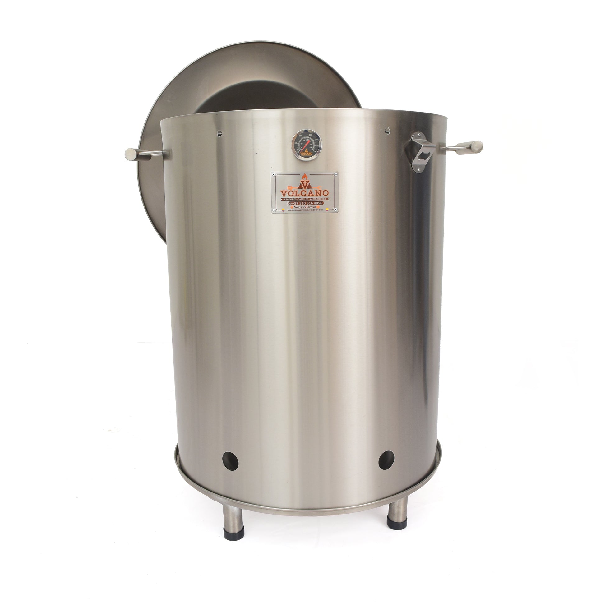 Barril asador jumbo de acero inoxidable para asados, ahumados y parrilla en exterior.