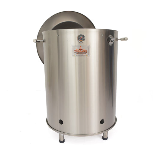 Barril asador jumbo de acero inoxidable para asados, ahumados y parrilla en exterior.