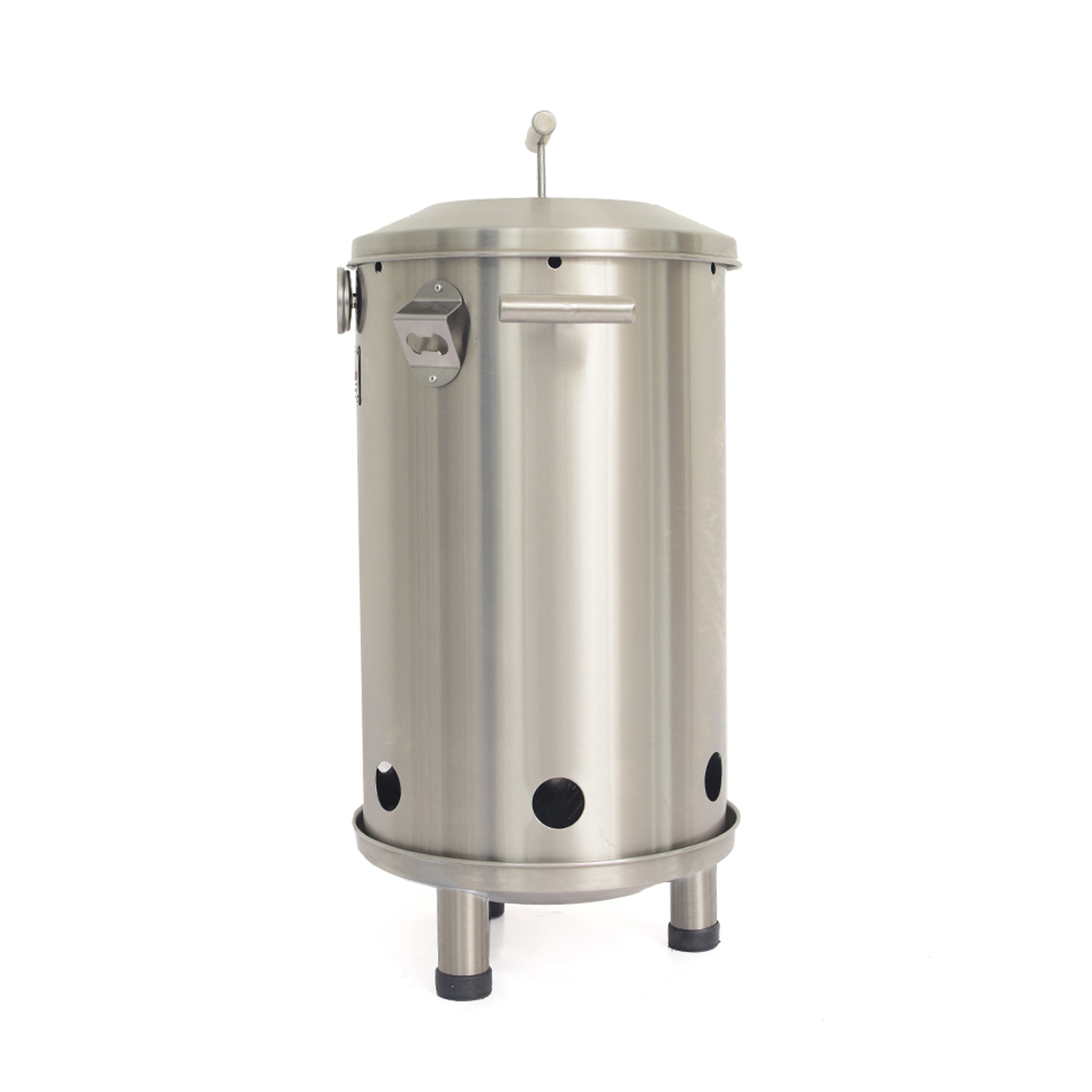 Barril asador pequeño de acero inoxidable, ideal para asados, ahumados y parrilla